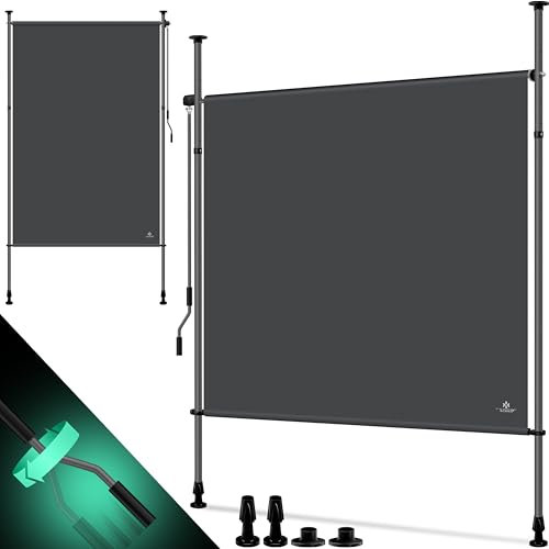 KESSER® Klemmmarkise Senkrechtmarkise 120x310cm Ausziehbar & Blickdicht Vertikalmarkise mit Handkurbel ohne Bohren Balkon-Sichtschutz & Windschutz für Garten & Terrasse Wasserfest Anthrazit