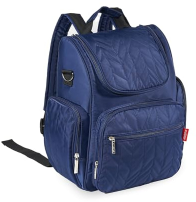 SONARIN Wasserdicht Leicht Baby Wickelrucksack Wickeltasche,Multifunktionale Nylon Babytasche Tragbare Reise Wickeltasche Rucksack mit Wickelunterlage & Kinderwagen Haken(Blau)