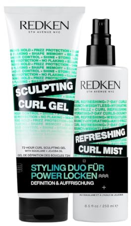 Redken Pflegeset mit Spray und Gel, Refreshing Curl Mist und Sculpting Curl Gel für sofort revitalisierte und definierte Locken, Mit Squalan und Jojoba-Öl, Für ein frisches Haargefühl