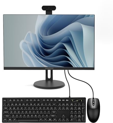 PINGDY 24 All-in-One Desktop Computer, i5 Quad-Core 11, 16GB RAM, 512GB SSD, Wired Keyboard& Mouse, RGB Speaker and Webcam, (i5/16G/512G) (Black)