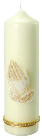 Candela altare mani preghiera bianche 220x60 mm