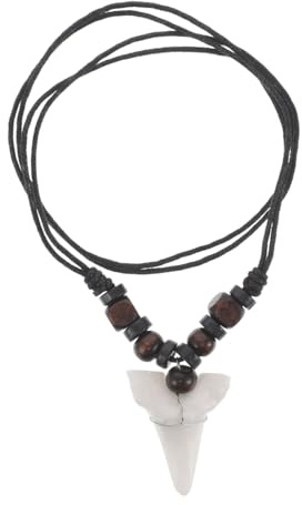ROMISBABA Haifischzahn-Halskette, Halskette Mit Holzperlen, Surfer-,Modischer Vintage-Anhänger, Herren-Charm-, Lässiger Stilschmuck