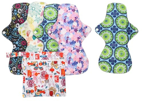 COLLBATH 6stücke Wiederverwendbare Waschbare Damenbinden Aus Atmungsaktivem Bambus-kohlefasermaterial Saugfähig Und Komfortabel Waschbare Menstruationspads Für Starke Blutung Und Inkontinen