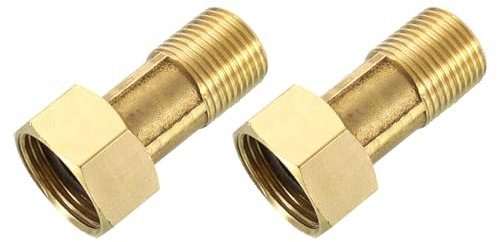 sourcing map 2Pcs Brass Water Meter Pipe Fitting, G1/2 Male x G3/4 Female Threaded Brass Hex Nipple Connector with Seal Washer for Water Meter Coupling Replacement and Repair