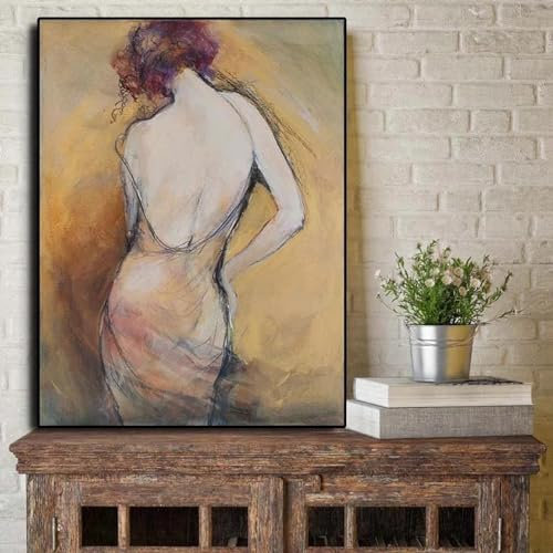 Sexy Mädchen, nackte Frau, Figur, abstraktes Gemälde auf Leinwand, Poster und Drucke, Kunst, Wandbild für Wohnzimmer, 40 x 60 cm, rahmenlos