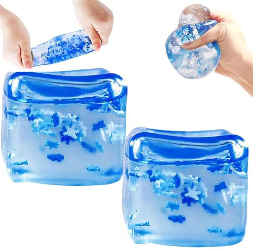 Ice Cube Fidget Toy Cubes Square Shape with Filling 20ML, Ice Cube Squeeze Fidget Toys Squeeze Cube Sensory Toys, Nice Cube Stress Ice Cube Sensory Stress Toys for Kids Adults Children Teens (2)