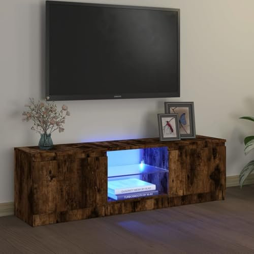 UJCHVHN Artikel-TV-Schrank mit LED-Lichtern, Räuchereiche, 120 x 30 x 35,5 cm, Unterhaltungszentren & TV-Ständer