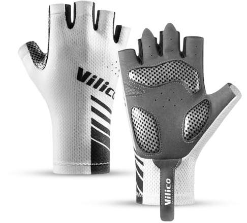 Vilico Gants de vélo pour vélo de Course et VTT – Antidérapants, Respirants, avec Coussinets amortisseurs – Légers et Confortables pour Route et Terrain