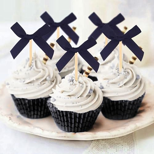 24 Pcs Schwarzer Bogen Cupcake Toppers Tortenaufleger Bow Geburtstag Dekorationen Für Bow Bridal Shower Bachelorette Babyshower