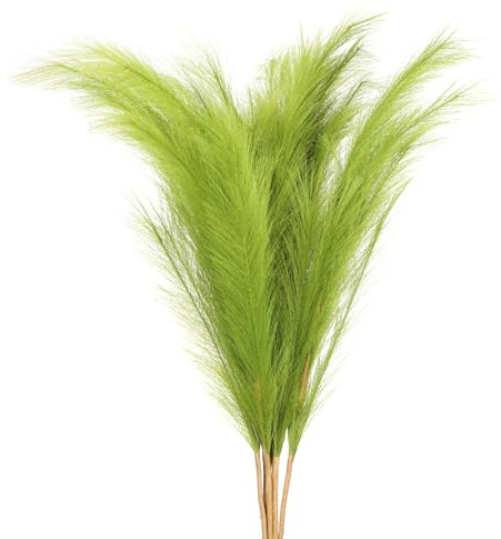 PATIKIL 37.8in Tall Pampas Decor, 7pcs Large Artificial Pampas Bulk Long Fluffy Faux Grass Dried for Home Boho Decor Vase Wedding Wall Ground, Green