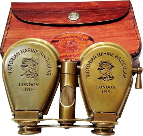 Viktorianisches Marine Fernglas aus massivem Messing, antikes London-1915 mit Ledertasche, Hochleistungs-Messing-Fernglas für Jagd und Vogelbeobachtung, Geburtstagsgeschenk, Ideen