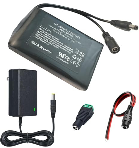 Paquete de batería de iones de litio de 12 V 5600 mAh con cargador, compatible con dispositivos de 12 V, luz de bicicleta, proyecto de bricolaje, radio, luz de pesca, tira de luz LED, luz de cámara