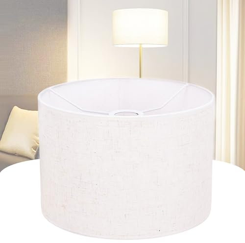 Euyaita Ø 30cm Paralume Cilindro Lampada da Terra E27 Paralume in Tessuto per Lampada a Sospensione e da Tavolo Paralume di Ricambio per Lampada da Comodino, Lino