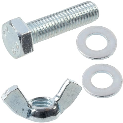 AERZETIX - Kit ensemble de 20 écrous papillons à oreilles M8 + 40 rondelles plates + 20 boulons M8x30 mm à tête hexagonale | en acier