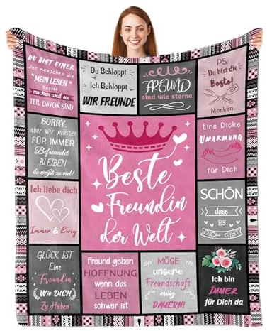 LOMY Beste Freundin Geschenke, Freundin Geschenk Decke, Geschenk Freundin Geburtstag, Freundinnen Geschenkideen Geschenk Kuscheldecke, Weihnachten Geburtstagsgeschenk für Frauen