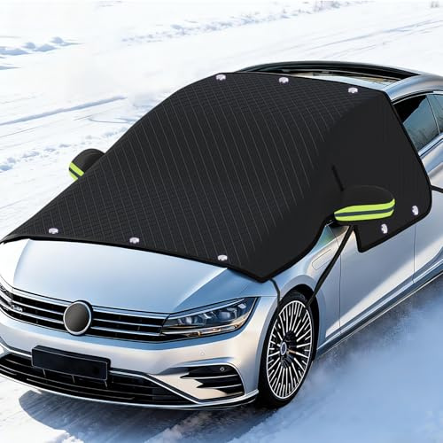 Feelhap Copri Parabrezza Auto, Copertura Parabrezza Auto,Copri Parabrezza per Inverno con 10 Magnete Copri Vetro Auto Ghiaccio,Ripiegabile Protezione Copri Parabrezza,per La Maggior Parte dei Veicoli