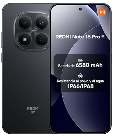 XIAOMI REDMI Note 15 Pro 5G - Smartphone de 12+512GB, Pantalla de 6,83 1.5K AMOLED, MediaTek Dimensity 7400-Ultra, cámara de 200MP, batería de 6580 mAh, Cargador no Incluido, Negro (Versión ES)