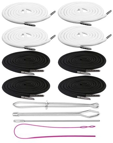 Donvuka 8 Stück Kordel für Hoodie & Jogginghose, 160cm Kordel mit Einfädelnadel und Schnalle, Hosenbund Rope Laces, Kordelband Kordelzug Endstück Hosenband mit 4 Durchziehnadel