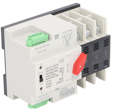 SUNGOOYUE Controlador de Sincronización de Interruptor Rápido, Interruptor de Transferencia de Potencia Dual de Milisegundos 3P para PC de Energía de Emergencia a Prueba de Fuego (63A)