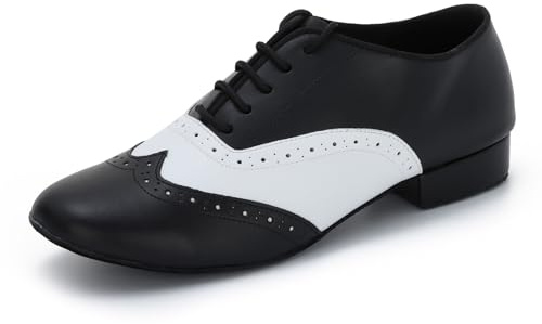 Syrads Scarpe da Ballo Uomo con Lacci in Pelle Sintetica per alsa Tango Jazz Tango Professionali Scarpe Ballo, Nero 42 EU