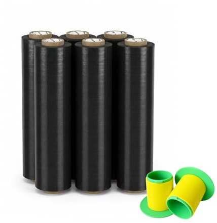 FRENAL Lot de 6 Films Étirables Noirs 50 cm x 300 m, 17 Microns, 2,65 kg – Film Palette Opaque et Résistant pour Emballage, Protection Colis et Logistique