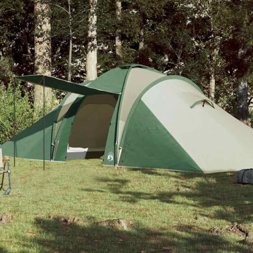 LoogCape Kupol-familjetält personer grönt vattentätt campingtält av 185T polyester PU-beläggning, med avtagbart övertält, stänger och myggnät för utomhusaktiviteter resor
