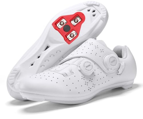 JiuQing Unisex cykelskor racercykelskor kompatibla med Look Pedal | Delta-klossar ingår, lätta andningsbara, kompatibla med Peloton SPD-SL Look KEO-pedaler för inomhusbruk utomhusbruk
