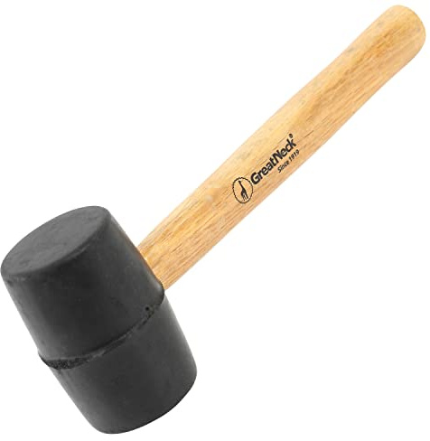 GreatNeck RM8 Rubber Mallet | Rubber Hammer Surface-Safe for Woodworking, Automotive, and Tile Projects, Chemical Resistant Rubber Head