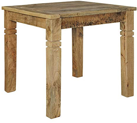 FineBuy Esstisch 80x80 cm Mango Massivholz Quadratisch, Landhausstil | kleiner Esszimmertisch für 4 Personen, Küchentisch aus Echtholz, rustikal, handgefertigtes Unikat