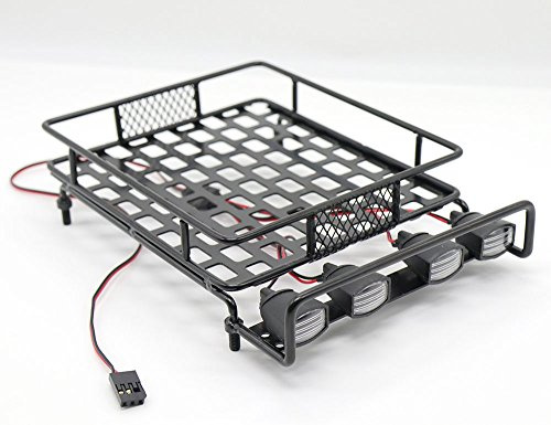 RC 1:10 Roof Luggage Rack LED Light Bar Wrangler CC01 SCX10 Axial 514 (Black)