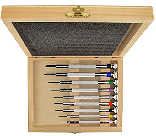 7 + 2 S1 DELUXE tournevis d'horloger avec coffret bois