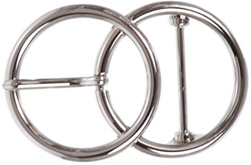 Single Prong Round Double Circle O-Ring Gürtelschnalle, silber, Einheitsgröße