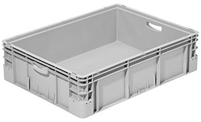 Die Boxfabrik GmbH Eurobehälter 800x600x220 mm (LxBxH) | stapelbar | Wände und Boden geschlossen | Mit Handgriff | 90 Liter | aus PP-C | Premium-Qualität Made in Germany Farbe grau