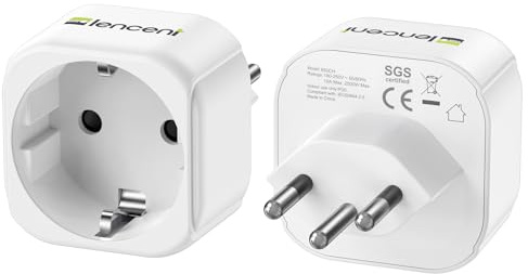 LENCENT 2 styck Reseadapter Sverige/EU till Schweiz Laddare, Typ J Laddningsadapter för Dator, Mobiltelefon Travel Adapter Uttag, Strömadapter för Schweiz, Jordanien, Liechtenstein, Vit