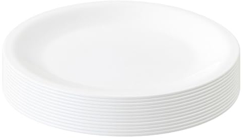 Engelland - 12er Set Kunststoff-Teller, Weiß, Ø 23,5 cm, flach, bruchfest, wiederverwendbar, Mehrweg, Plastikteller, mikrowellen- & spülmaschinenfest, BPA-frei, Camping, Picknick, Party