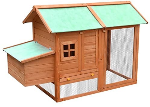 vidaXL Hühnerkäfig aus massivem Kiefernholz und Tannenholz, mehrfarbig
