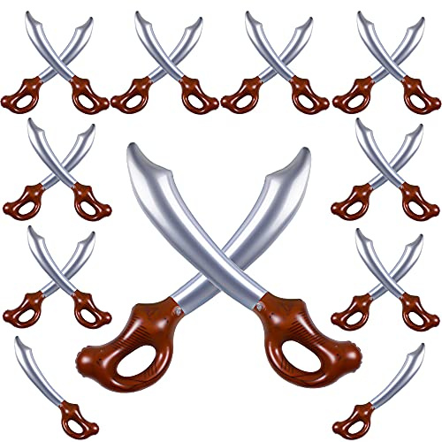 Rcanedny 20 Stück Aufblasbare Piratenschwert Halloween Piratenballons Piraten Schwert Spielzeug für Party Supplies Halloween Thema Party Favors Dekorationen