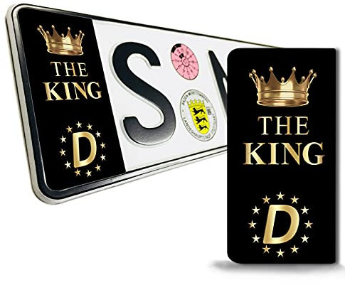 SkinoEu 2 x Vinyl Aufkleber Nummernschild Kennzeichen JDM Tuning Auto Motorrad The King Stickers EU QV 17