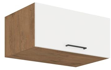 Kuechen-preisbombe Vigo Aufsatzschrank Hochschrank 80 cm Eiche Lancelot Weiß Hochglanz Küchenzeile