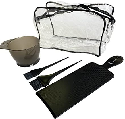 Professional Hairdresser's Black Mixing Set: Includes tint/dye Bowl, large and small dye brush and a large balayage board with bag. Ideal hair dye and mixing home kit.