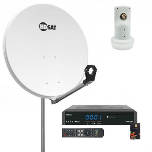 HDSAT Set parabola satellitare in acciaio 80 cm + LNB singolo + ricevitore TNTSAT