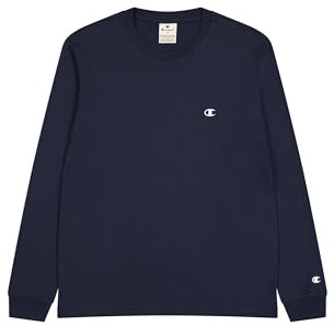 Champion Legacy Basics - L-S Crewneck Maglietta a Manica Lunga, Blu Marino, M Uomo FW23