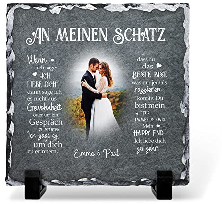 Love Faith personalisierte Schiefertafel - An meinen Schatz - & Namen | Hochwertige Schiefertafel - Lade ein Lieblingsfoto hoch & gestalte mit Namen & Spruch - Schönes Partnergeschenk