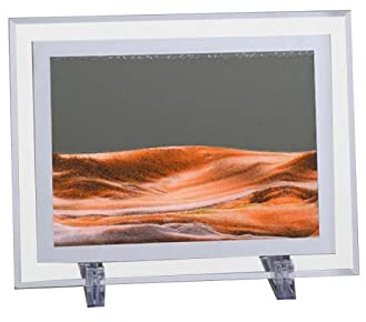 HpLive Fließende Sandmalerei, Dynamisch 3D Sandbilder Kippbild, Natürliche Landschaft Dynamisches Sandbild Fließender Sandrahmen,Desktop Entspannungs Sanduhr Kunstdekoration (17,5 x 13,5cm) Gelb