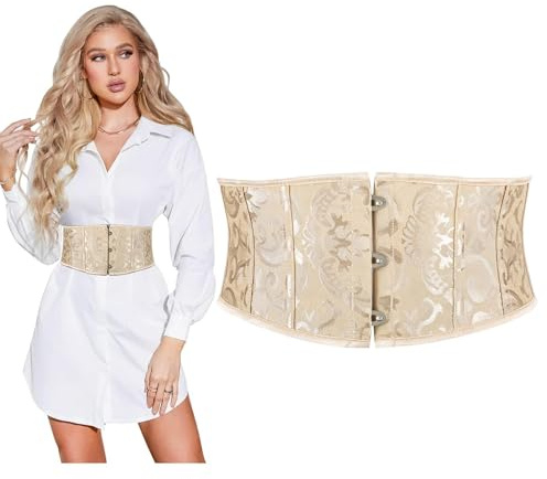 SUOSDEY Korsettbälte för kvinnor, brett midjebälte för klänning, cosplay, slips getingbälte, 05-aprikos, 75-82.5 cm midja
