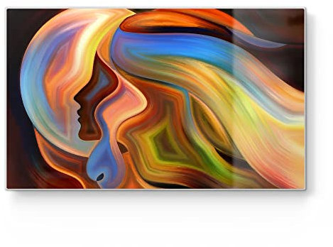 DEQORI Frühstücksbrett Glas | klein 23x14 cm | Motiv Profil einer schönen Frau | Design Schneidebrett für Küche | Frühstücksbrettchen antibakteriell & rutschfest | Glasplatte & Servierplatte