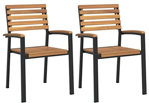 vidaXL Stapelbare Gartenstühle 2 STK. Massivholz Akazie und Metall