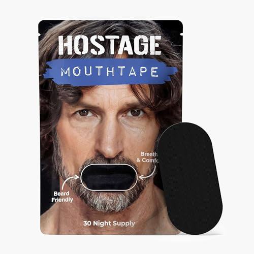 Hostage Tape Breathable Mouth Tape - Beard Friendly, CPAP Friendly Sleep Tape to Stop Snoring and Prevent Mouth Breathing - Easy to Apply Strips with Comfortable Adhesive - 1 Pack (30 Tapes) - Black