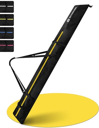 STYNGARD Borsa da sci con rolltop [140 cm fino a 200 cm], borsa da sci in materiale robusto con cerniere lampo di alta qualità, modello Helsinki (Nero-giallo)