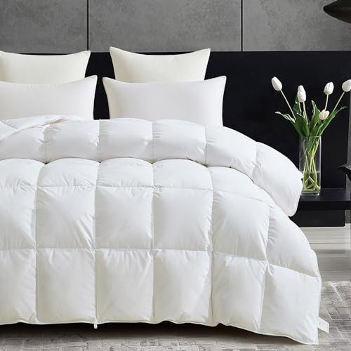 Degrees of Comfort Daunendecke 155x220 cm aus 90% Daunen und 10% Federn, Winterdecke, Bezug aus 100% Baumwolle,Füllgewicht: 1130 gr., Allergikergeeignet, Öko-Tex 100 Zertifiziert, Downpass